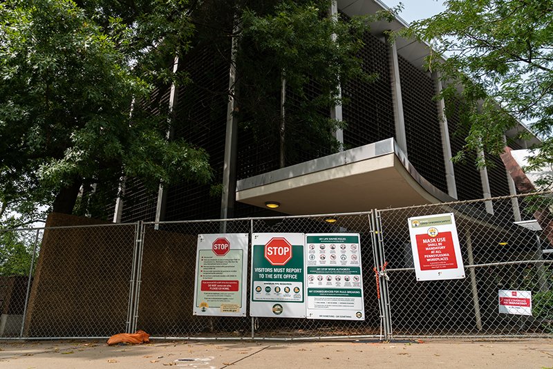 Scaife Hall gated off for construction