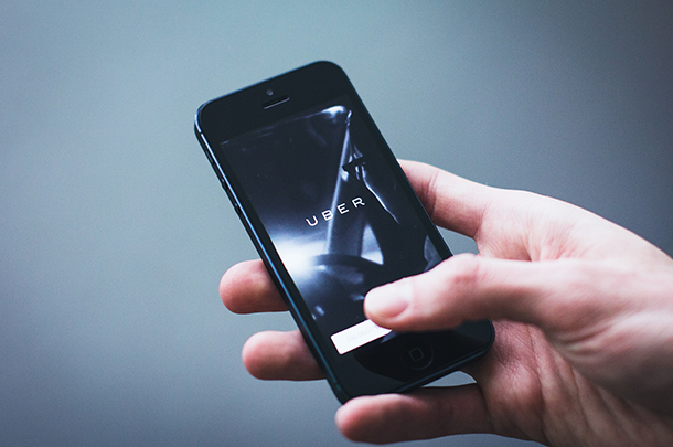 A smartphone with the Uber app open.