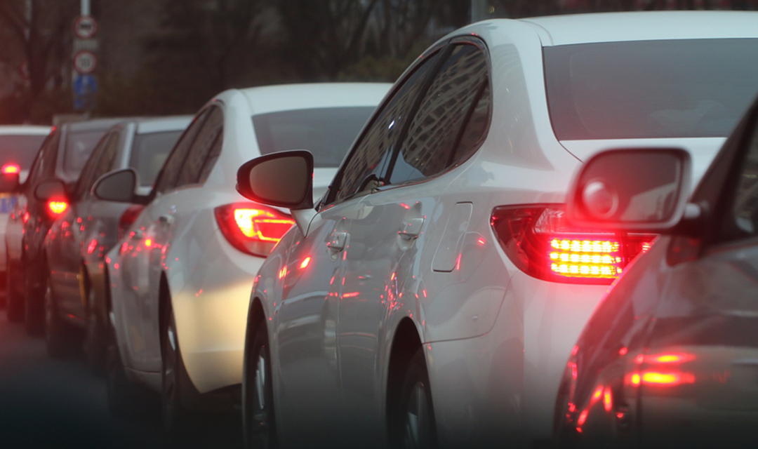 Cars stopped in traffic
