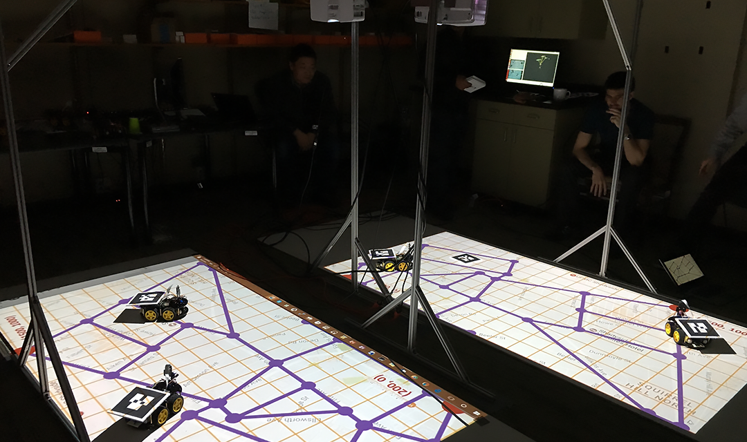 Students using robots in class