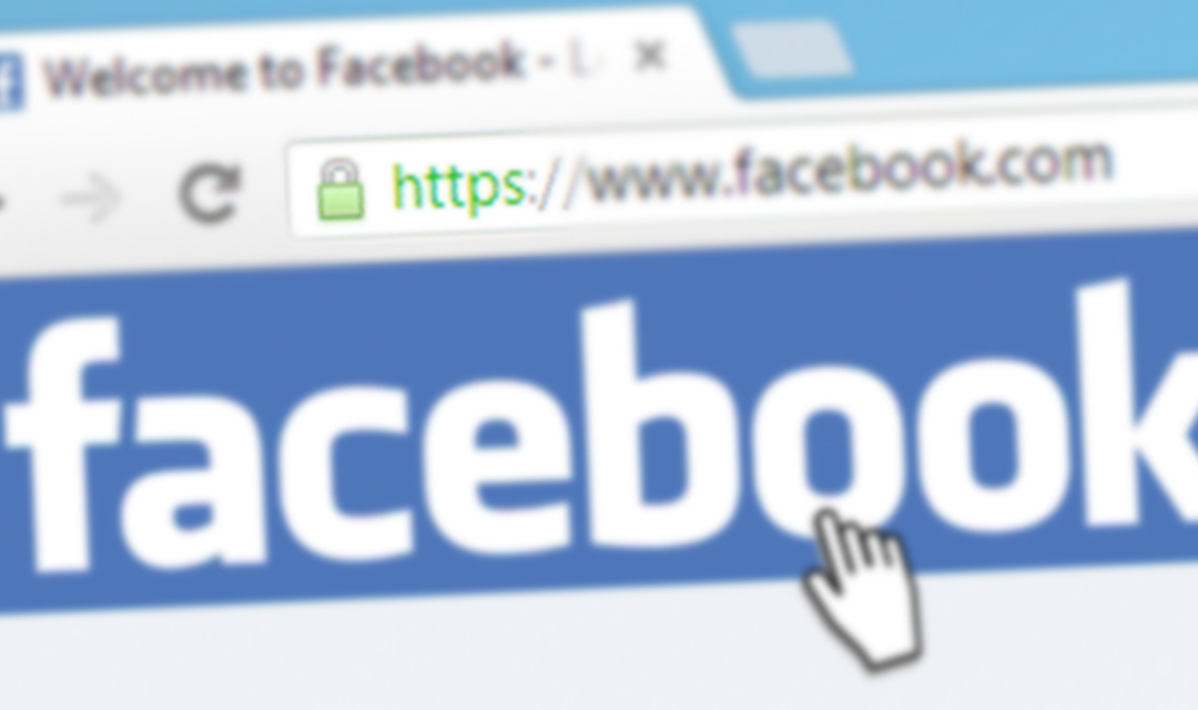 Screenshot of facebook website with 'https' in URL