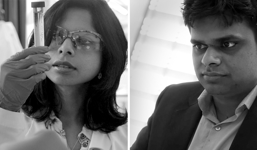 Headshots of Reeja Jayan and Venkat Viswanathan