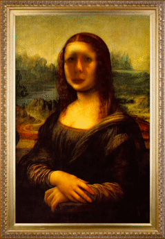 Animation of face inserted into Mona Lisa painting