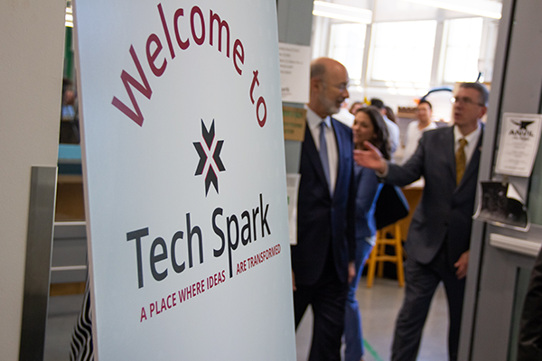 The Tech Spark sign 