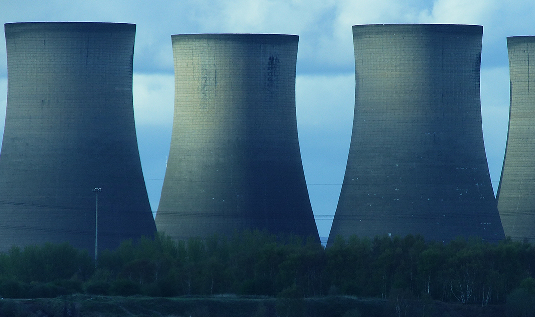 Power plant at sunset
