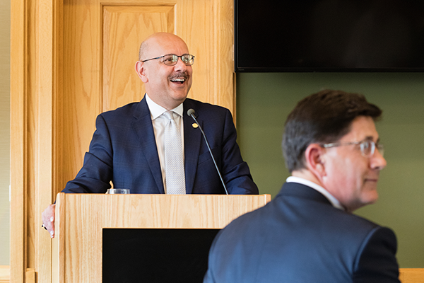 President Jahanian speaking at podium