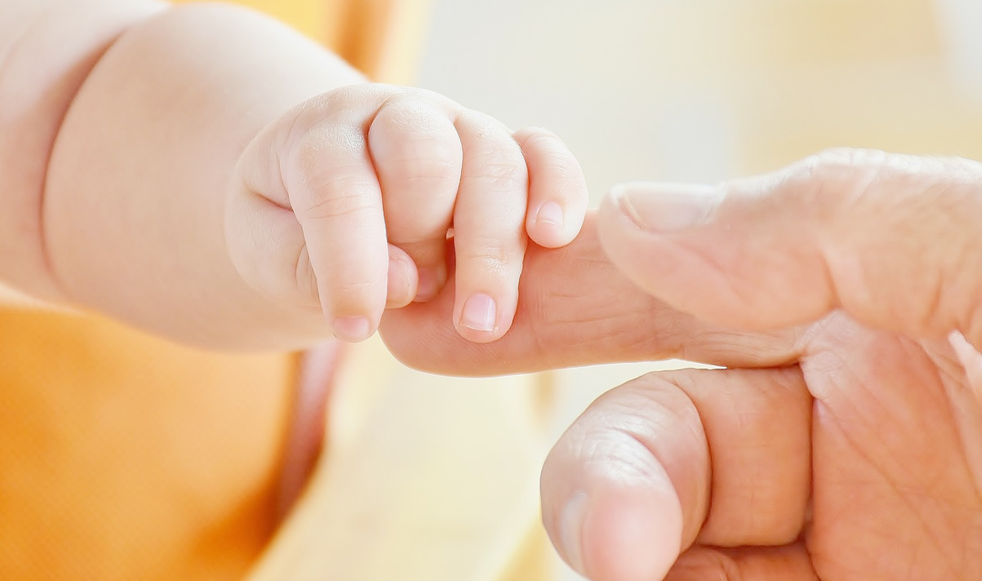 Baby and parent hands