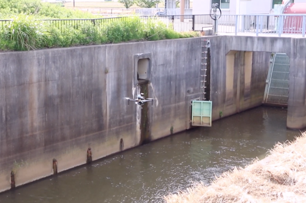 drone flying through the canal