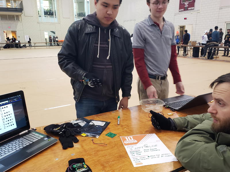 ECE sophomores sewed circuitry into gloves to create a tool for teaching or communicating in Morse code. 