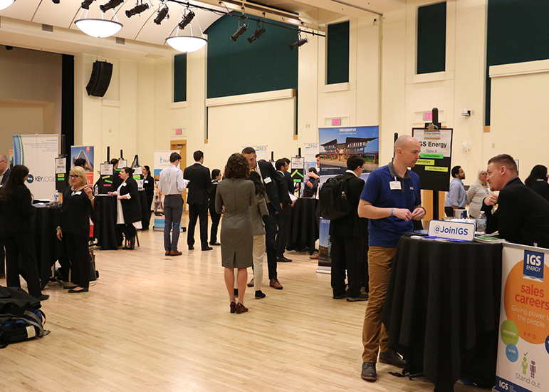 People exploring the Energy Industry Career Fair at CMU Energy Week 2018.