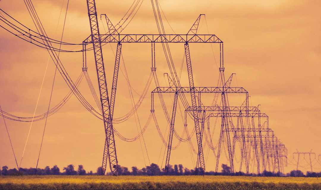 Power lines at sunset