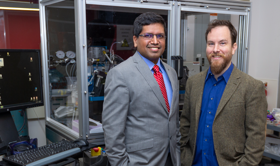 Rahul Panat and Eric Yttri in a lab