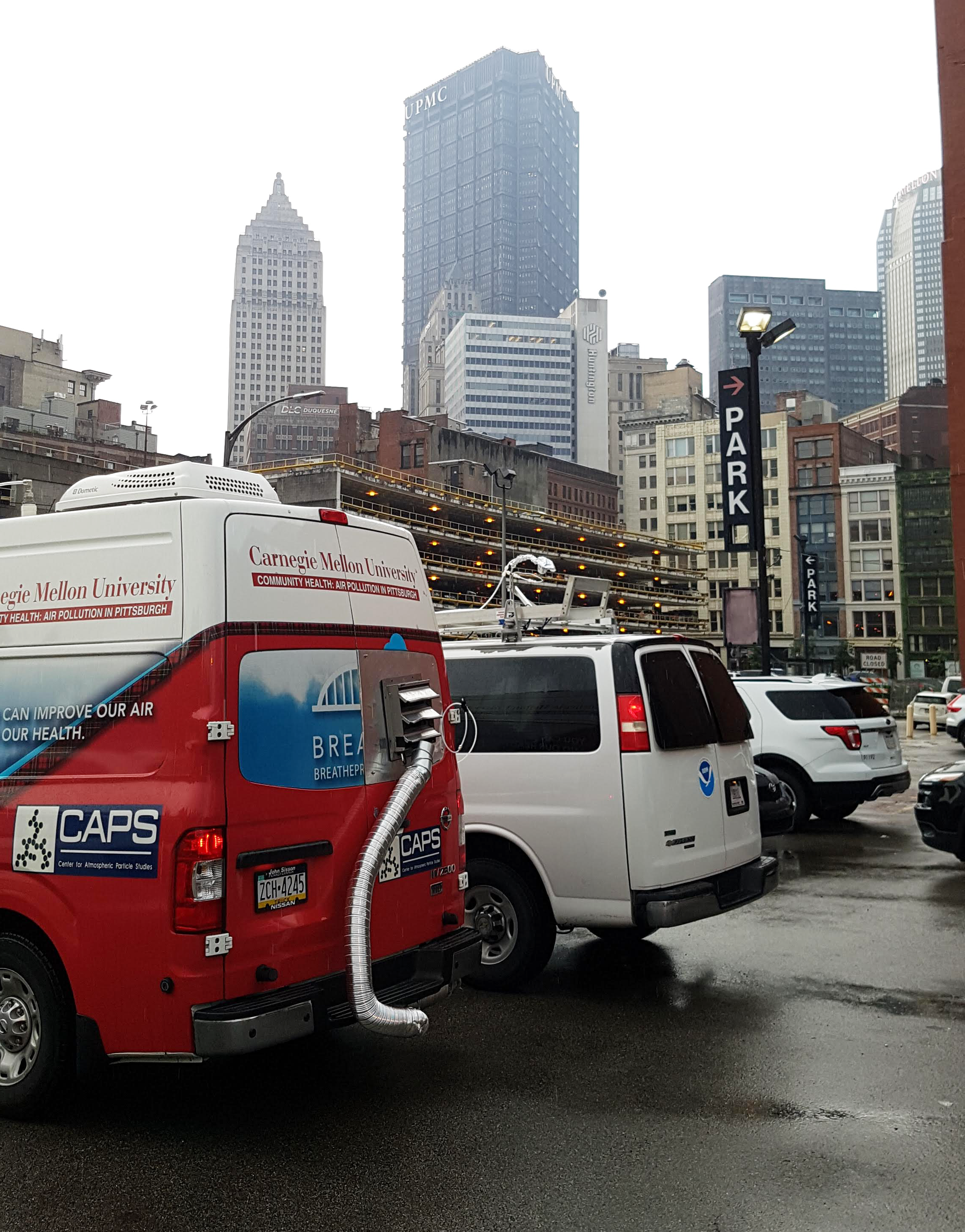 CAPS and NOAA mobile laboratories, collecting data from downtown Pittsburgh.