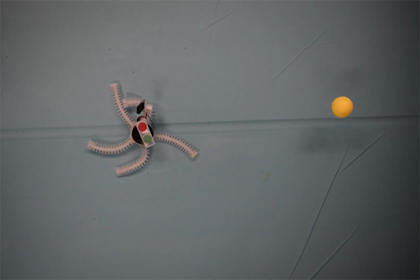 A screenshot of the robot moving towards a yellow ball