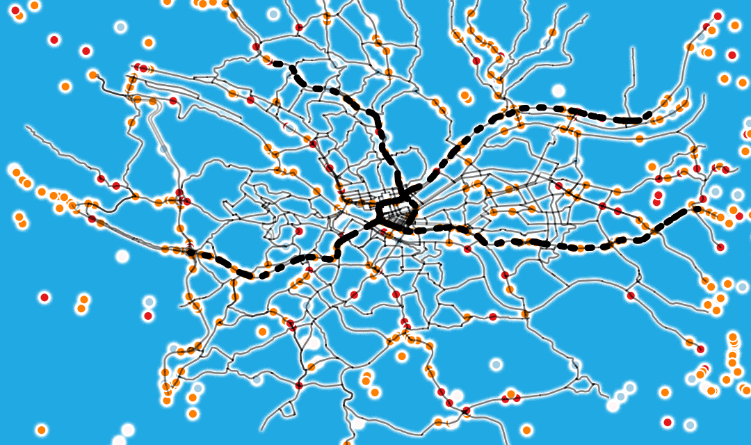 A map depicting the geographic range of the team’s twitter datasets.