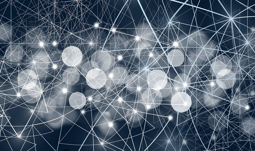 Artistic rendering of neuron nodes with lines connecting them