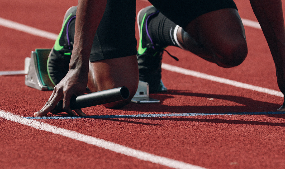An athlete ready to run a race