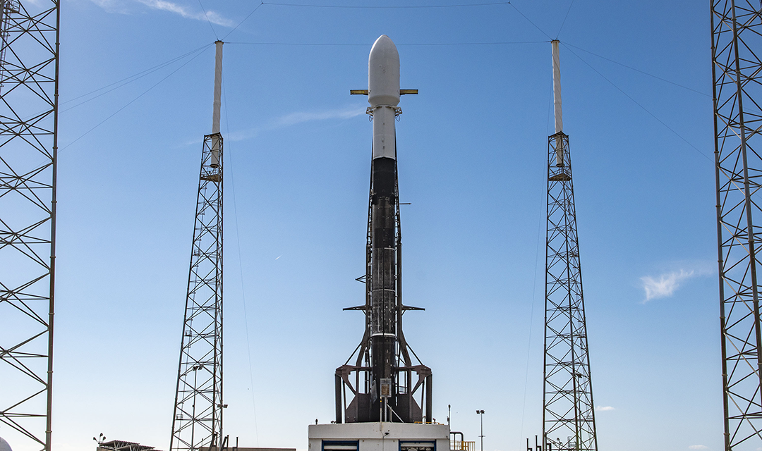 The Space-X Transporter-3 rocket on its launchpad