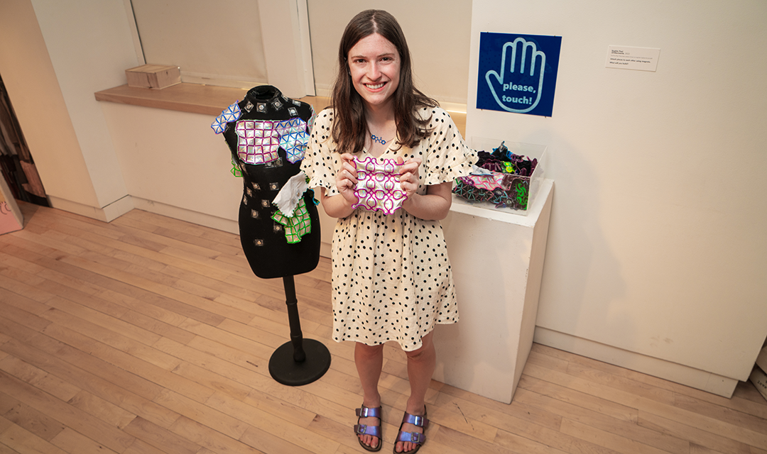 Sophia Paul with her 3D printed pop up textiles