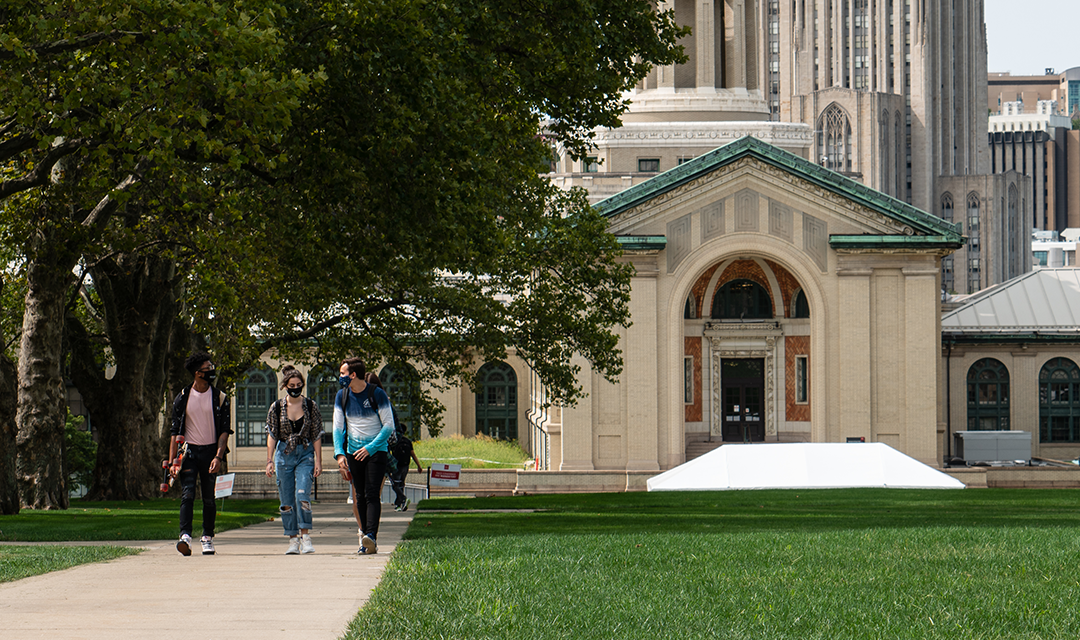 Students walking on campus