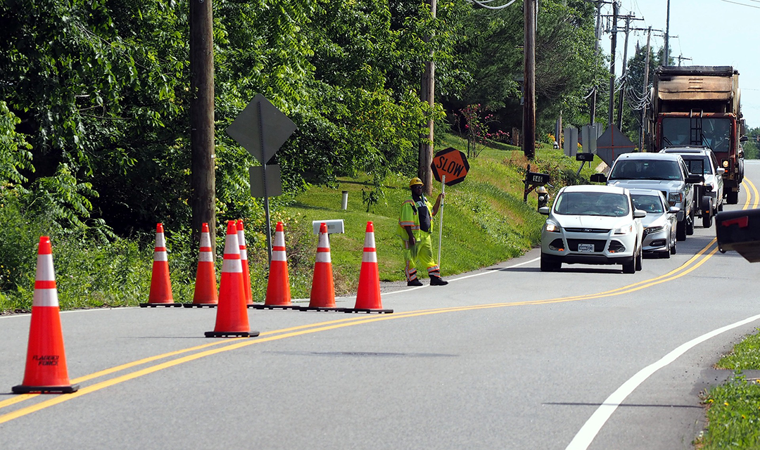 traffic stopped for road work