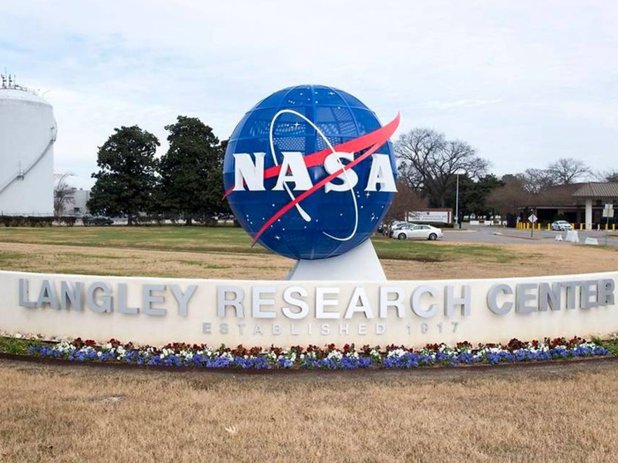N.A.S.A. Langley Research Center planet/sign outside their building