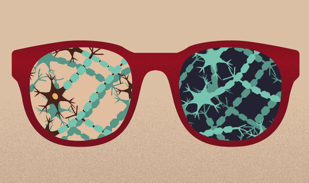 Pair of clipart glasses where one lens is darkened