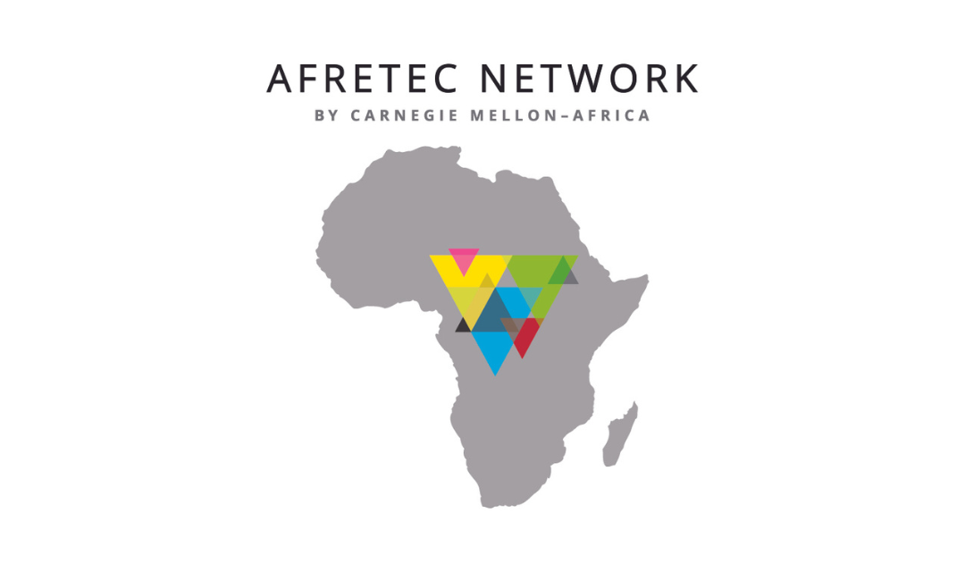 Afretec logo, which is the African continent with the words "Afretec network by Carnegie Mellon-Africa"