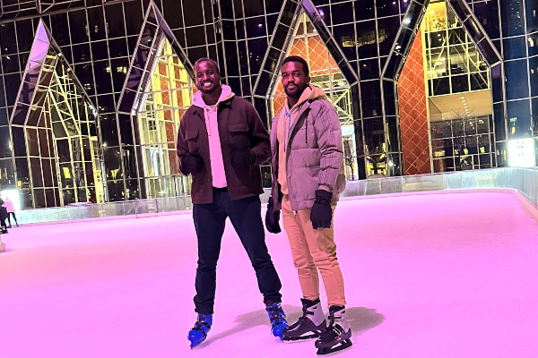 Two students ice skating