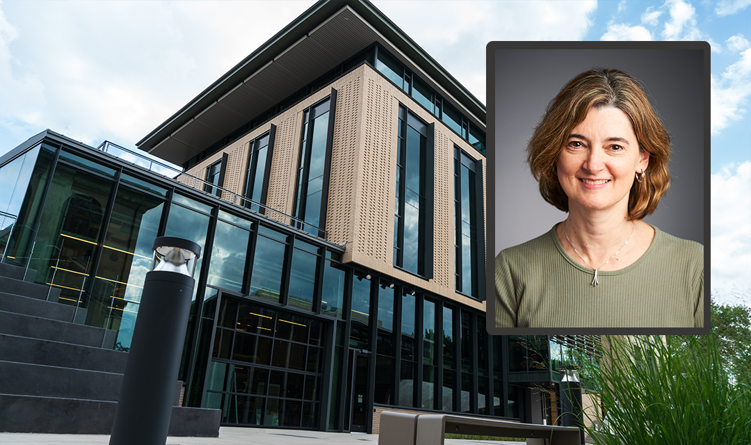 Lisa Porter with Ansys Hall in the background