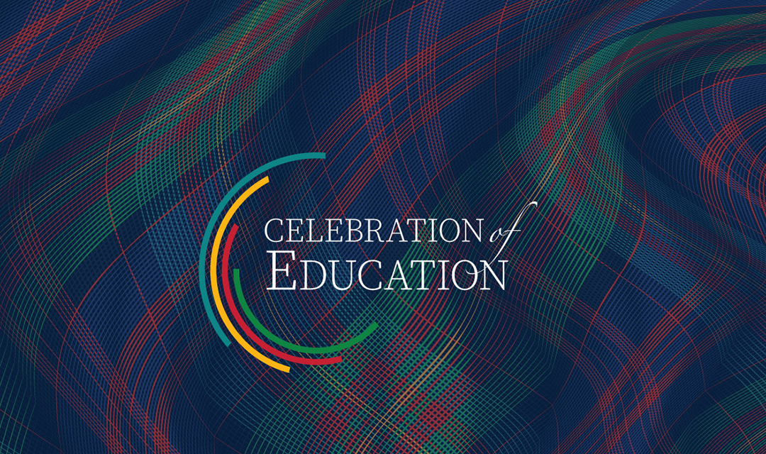 "Celebration of Education" on plaid background
