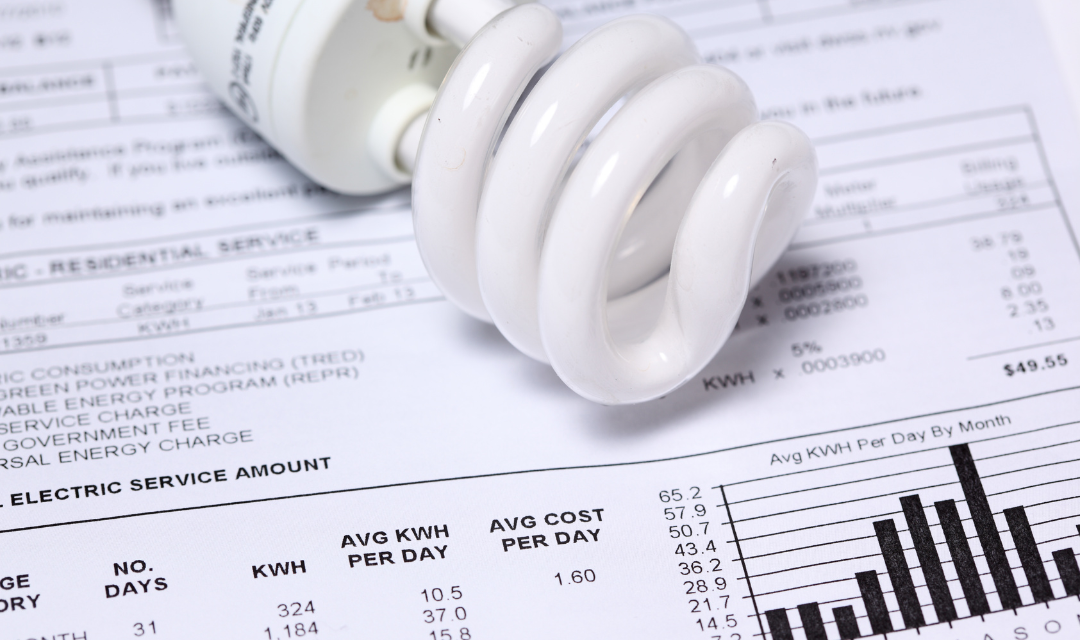 A lightbulb on an electric bill