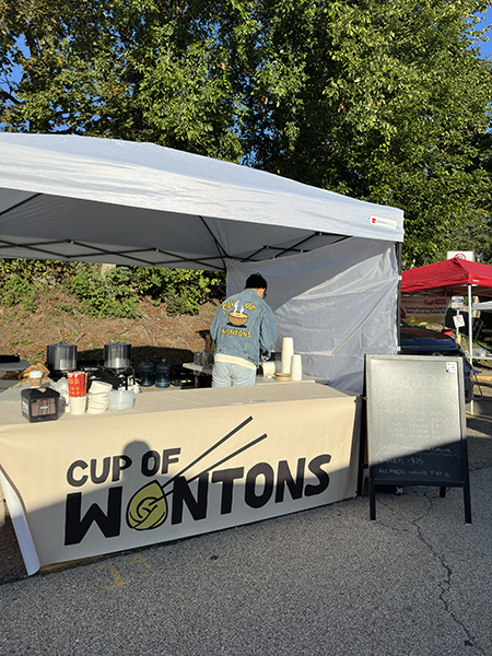 The "Cup of Wontons" stand at the market