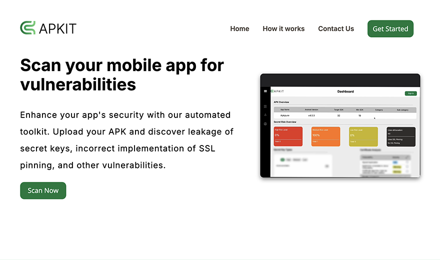 Screenshot of Apkit home page