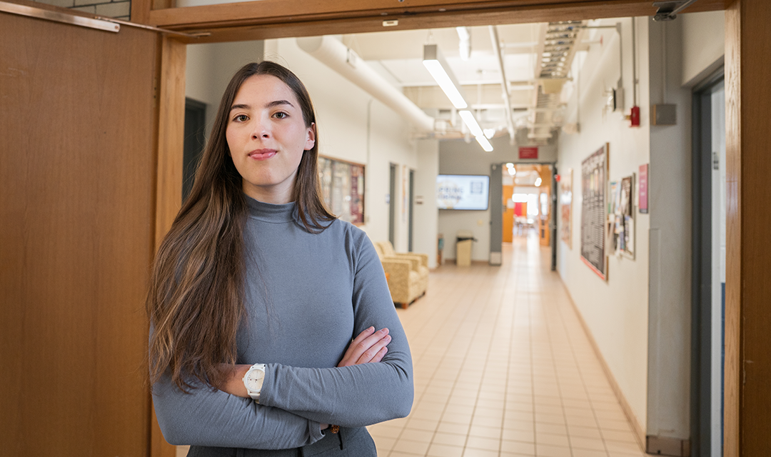 Jana Reiser in a hall on CMU's campus