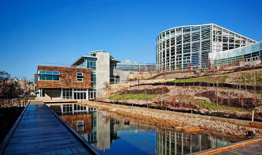 Phipps Conservatory and its constructed lagoon