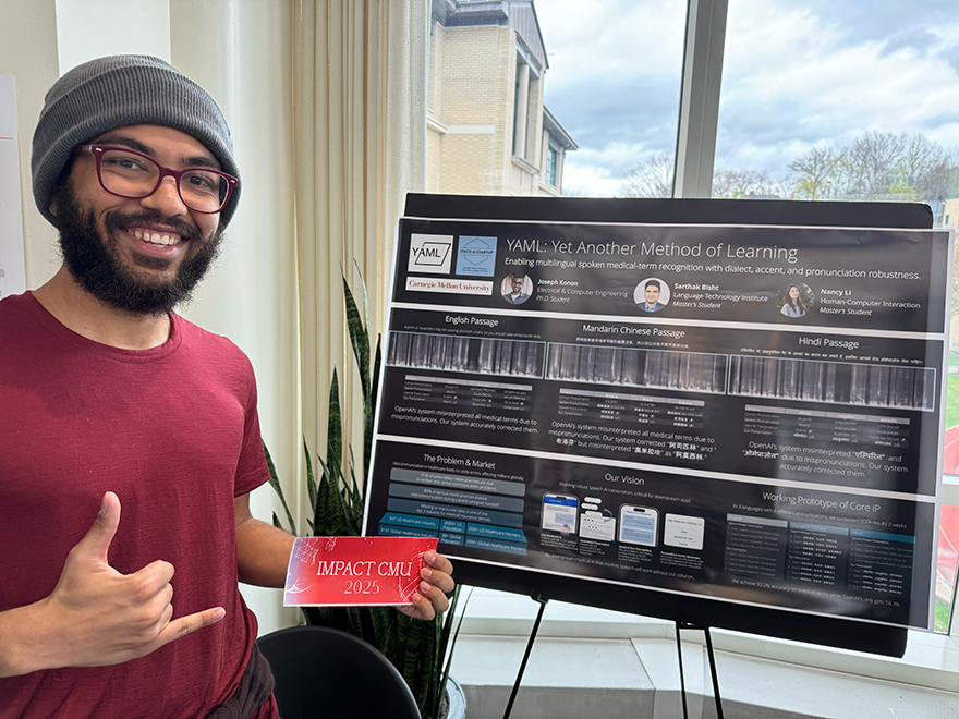 Student with YAML project poster