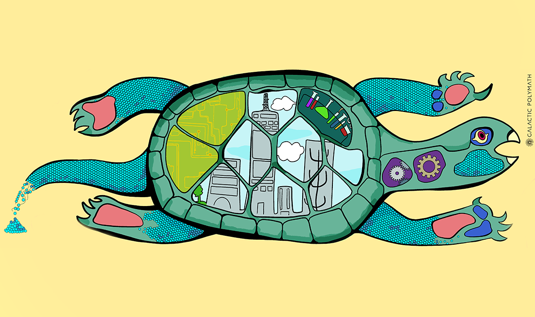 illustration of a sea turtle made out of beads to represent the project