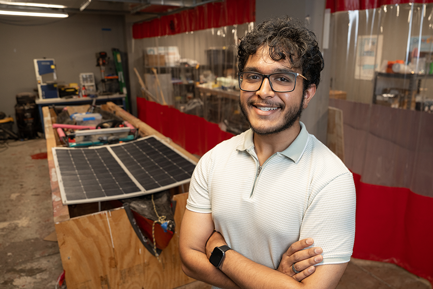 Vedant Misra in a construction-related lab