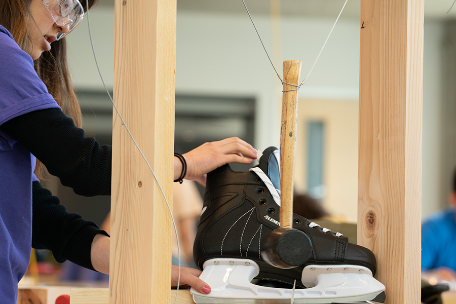 Student working on a skate
