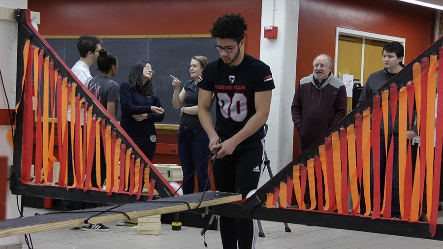 Student working on capstone design project