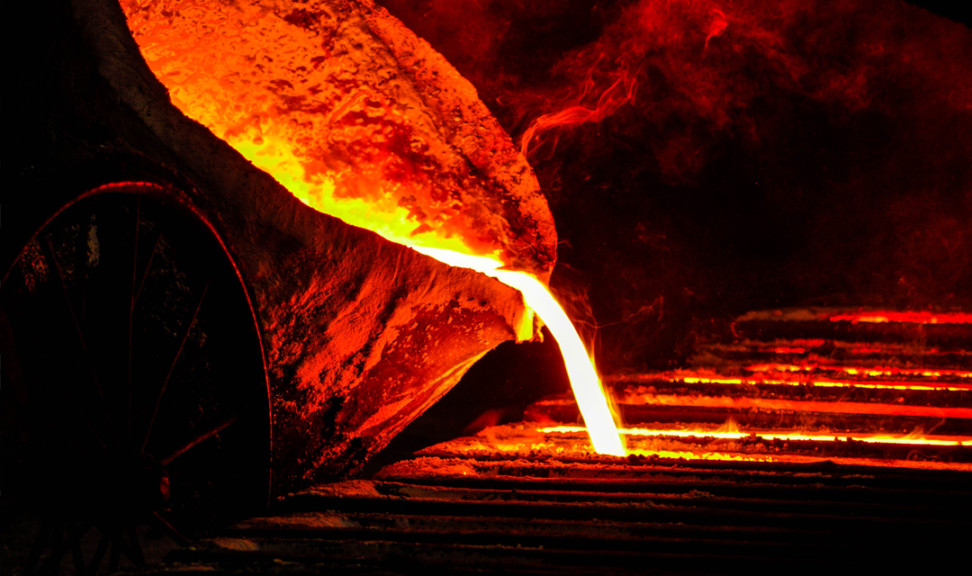 Molten steel being poured