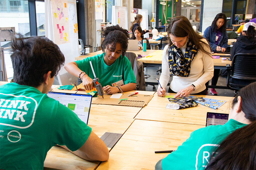 Students plan their project during the 2023 Rethink the Rink event